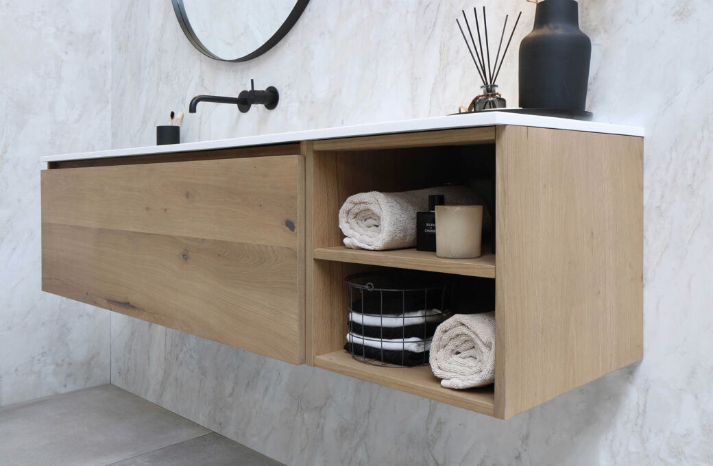 Faktor mat wit 160 cm onderkast 1 lade 120 cm onderkast open schap 40 cm fineer ash grey onderkast4 LR