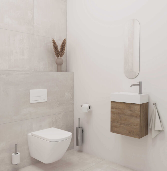 Proline Loft ok raw oak IVY Bond chroom fonteinkraan staand model S Accessoireset AS1 totaal LR